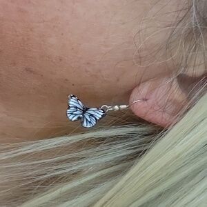 🔥LAST PAIR🔥 ZEBRA BUTTERFLY CHARM DROP EARRINGS